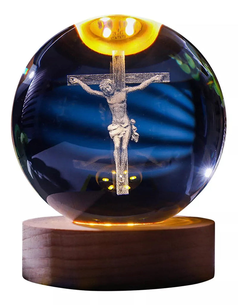 Luminária Mesa Bola Cristal 3d Abajur Led Decorativa Enfeite