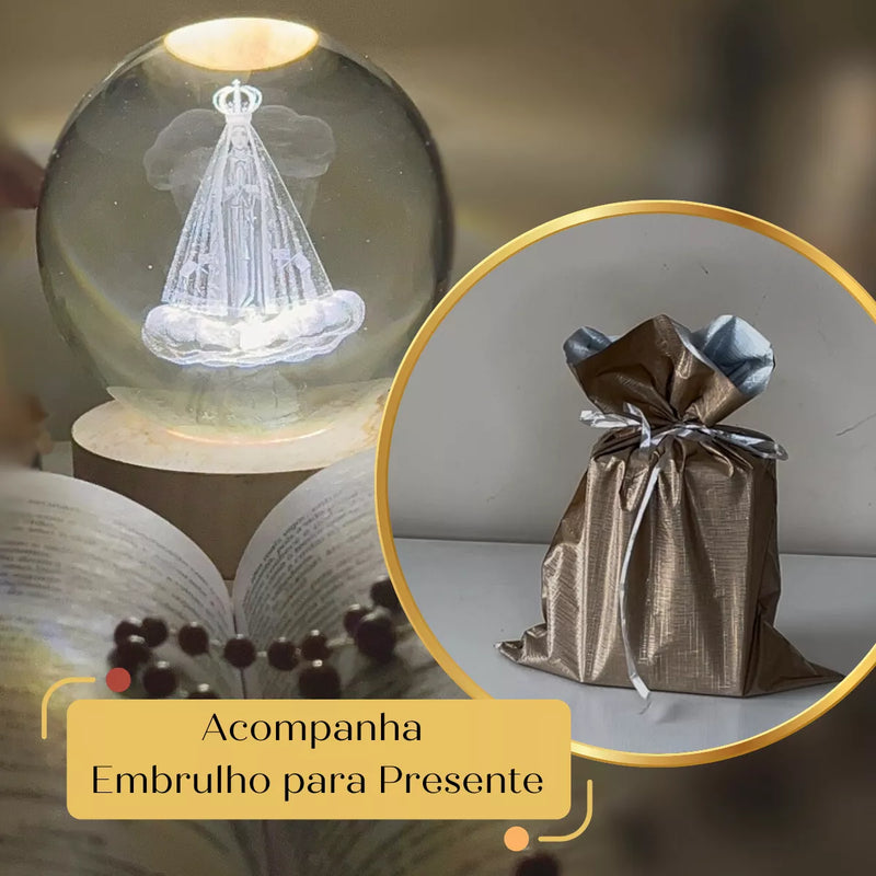 Luminária Mesa Bola Cristal 3d Abajur Led Decorativa Enfeite